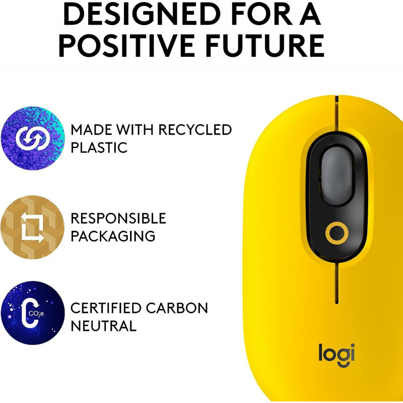 Logitech POP Mouse, Wireless Mouse - yellow