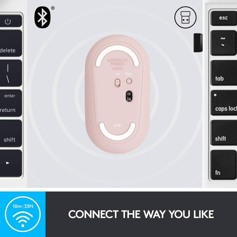 Logitech Pebble Wireless Mouse with Bluetooth - Pink Rose