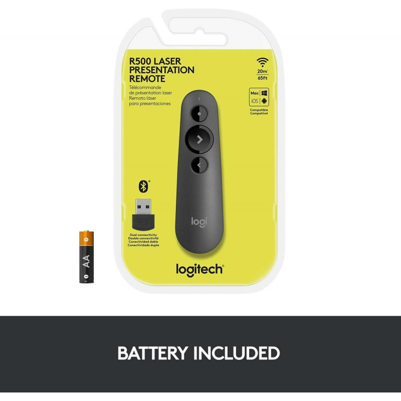 Logitech R500s Laser Presentation Remote Clicker - Black