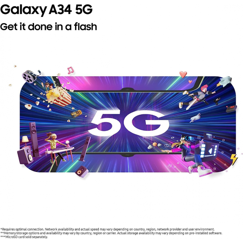 Samsung Galaxy A34 5G Smartphone (Dual-SIMs, 6+128GB) - Graphite