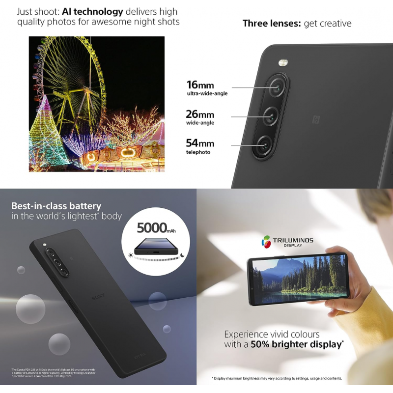 Sony Xperia 10 V 5G (6GB + 128GB) Smartphone - White