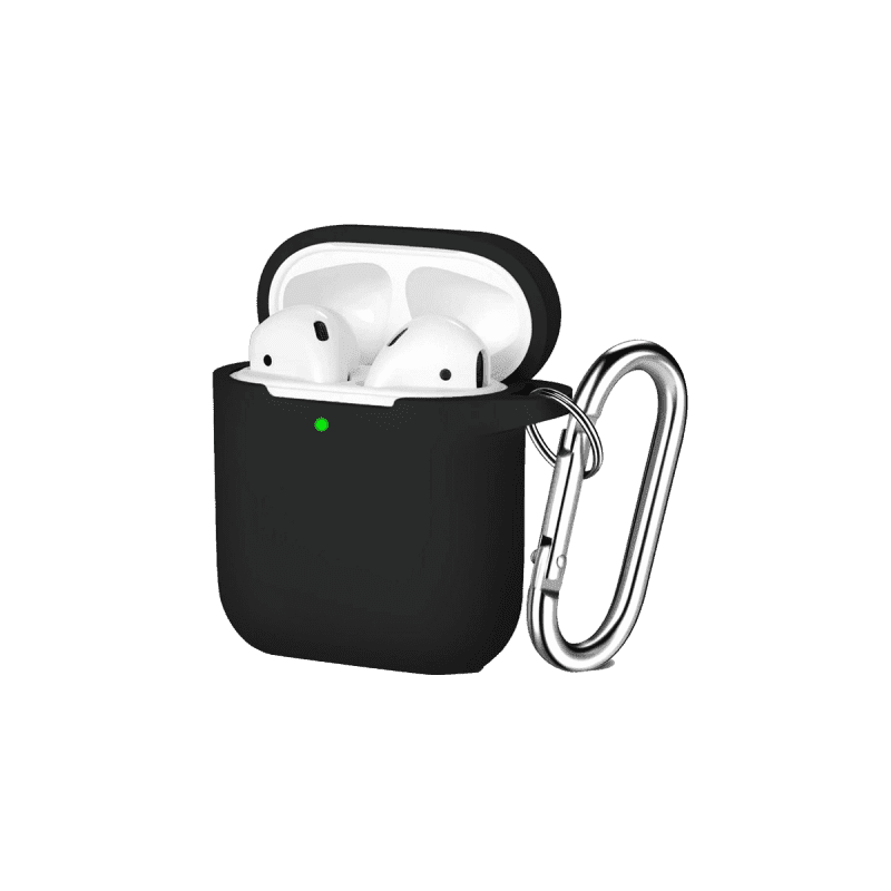 Liquid Silicone Case for Apple AirPods  - Black with Keychain