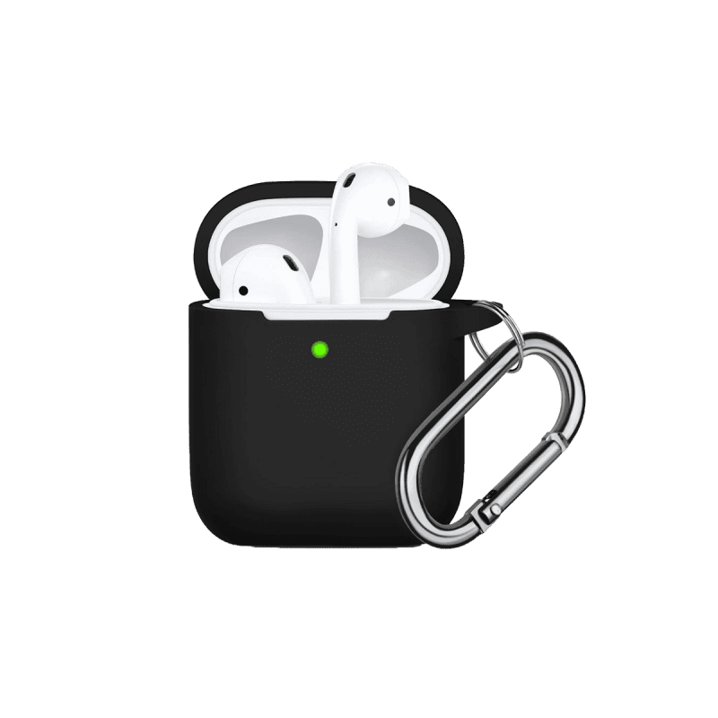 Liquid Silicone Case for Apple AirPods  - Black with Keychain