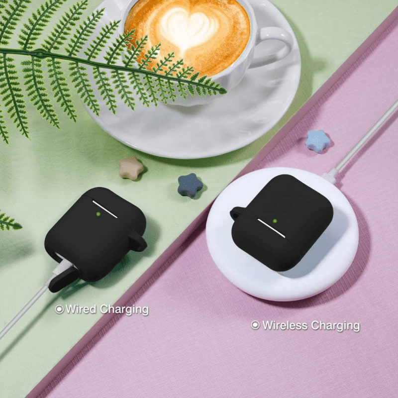 Liquid Silicone Case for Apple AirPods  - Black with Keychain