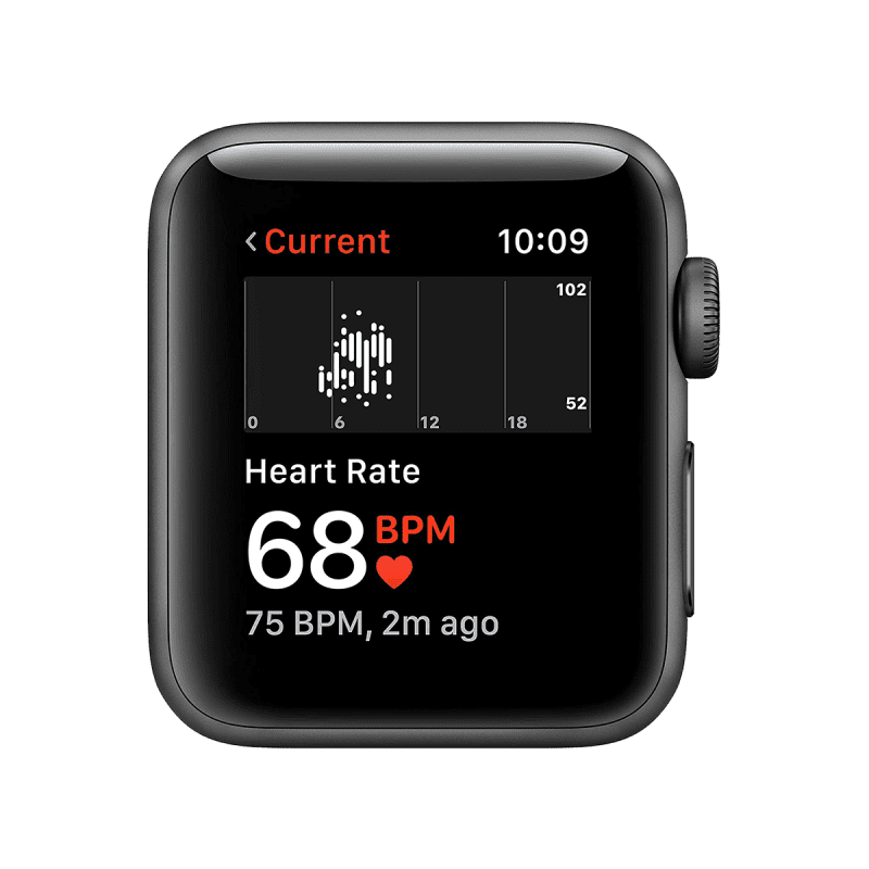 Apple Watch Series 3 (GPS, 42mm) - Smart Watch with Heart Rate Monitor - Black/Sport Band