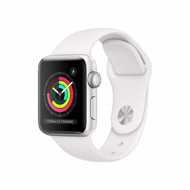 Apple Watch Series 3 (GPS, 38mm) Silver Aluminium Case with Sport Band - White