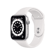 Renewed - Apple Watch Series 6 (GPS, 40mm) Silver Aluminium with Sports Band - White