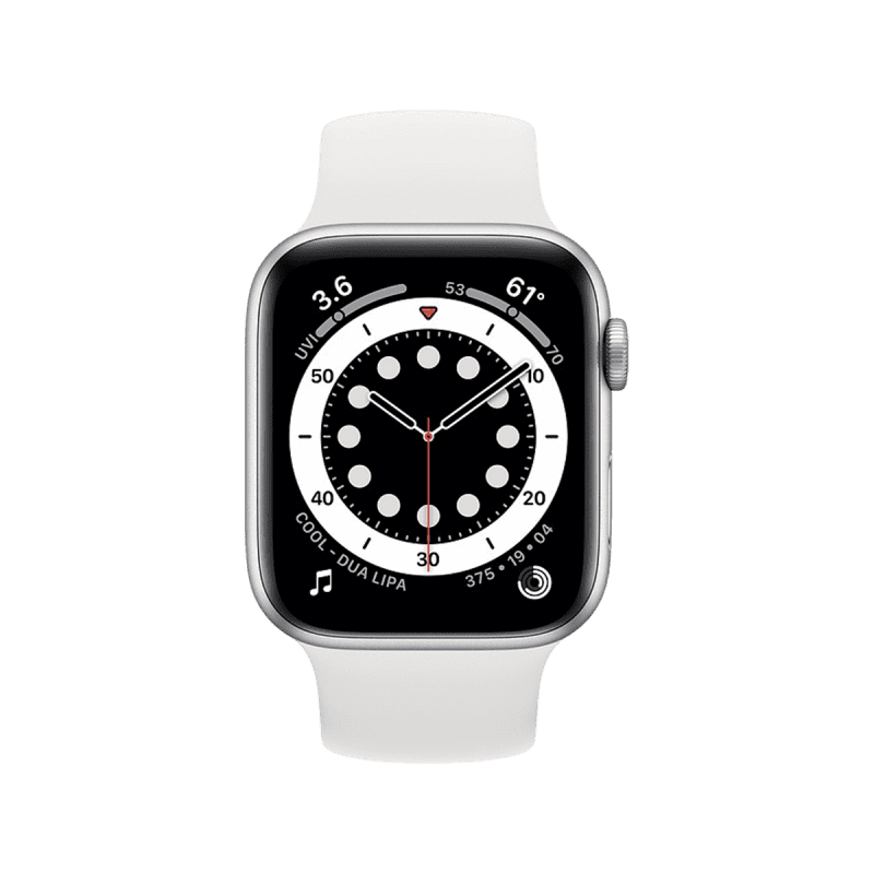 Renewed - Apple Watch Series 6 (GPS, 40mm) Silver Aluminium with Sports Band - White