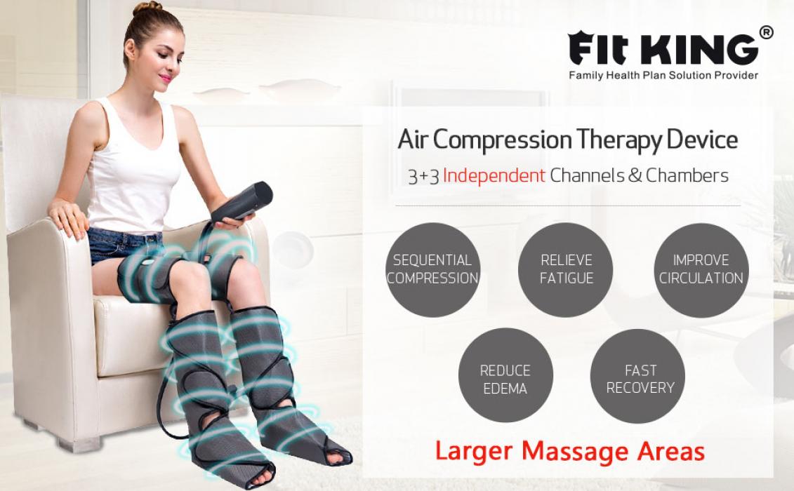 FIT KING Whole Leg and Foot Compression Therapy Device, Sequential Compression Device for Circulation & Pain Relief FT-012A